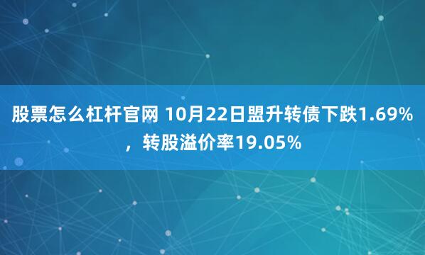 股票怎么杠杆官网 10月22日盟升转债下跌1.69%，转股溢价率19.05%